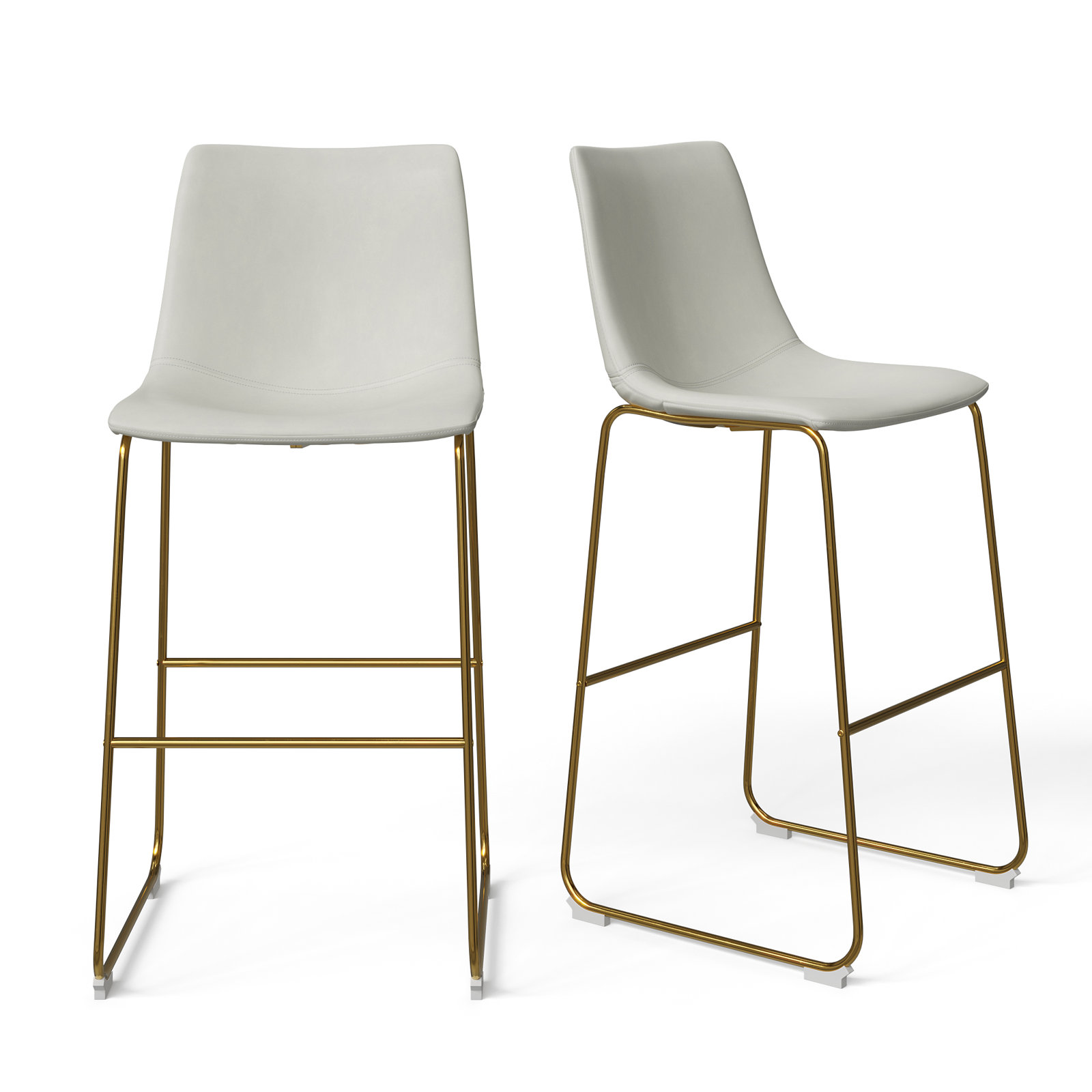 Nia Vegan Leather Bar & Counter Stool, Bar Stool (29" Seat Height), Vintage Cream, Gold