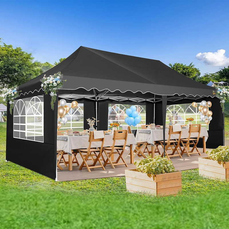 Broche 3m x 6m Metal Party Tent, Black