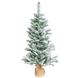 Frosted Pine Artificial Christmas Tree In Burlap Base - Unlit