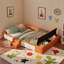 Lit de jour rembourré avec escalier et repose-pieds avec rangement à vérin à gaz-335950181-335950182