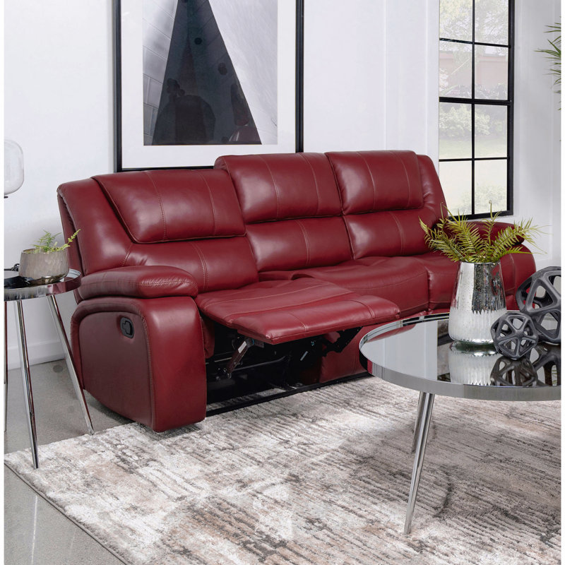 Upholstered Motion Reclining Sofa, Red