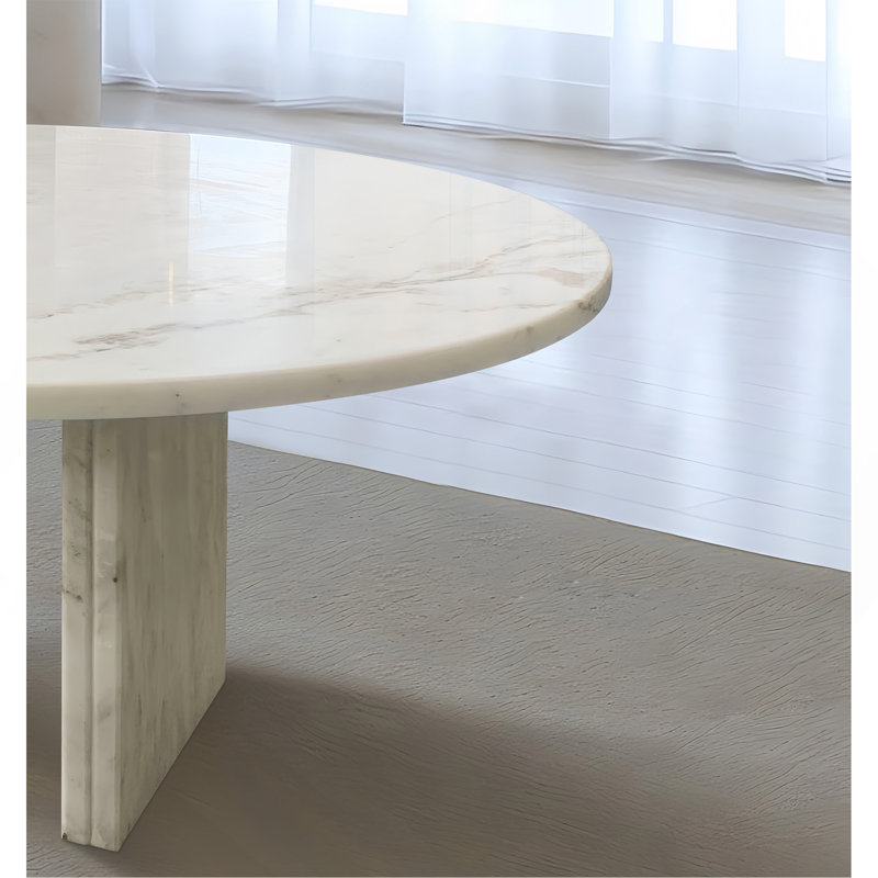 Table basse Marble Stone, H 9,8 po x l 35,4 po x P 35,4 po, Blanc