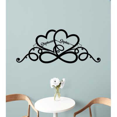 Coeurs et infini, décoration murale en métal Love Art avec votre texte personnalisé pour mariage, cadeau de la Saint-Valentin