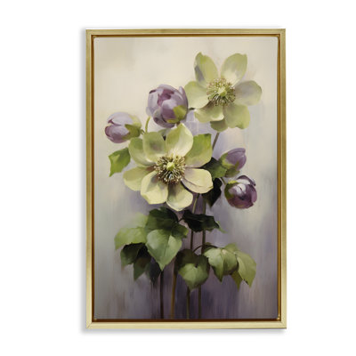 Green & Purple Flowers Framed Floater Canvas by Petals Prints Design