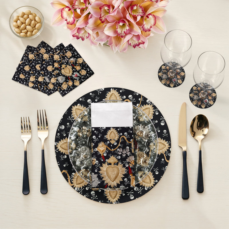 Ex Vote Skulls Cotton Blend Square Napkins