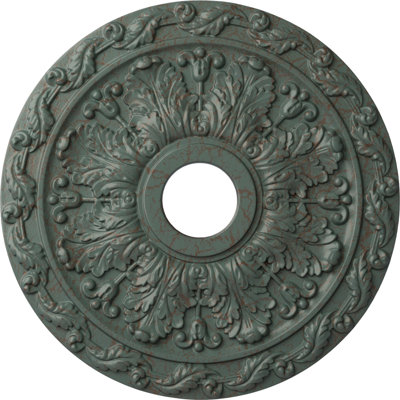 Endurathane Raymond Ceiling Medallion, 18 1/8"OD 3 5/8"ID x 1 1/8"P (Fits Canopies up to 5 1/8"), Hand-Painted Polished Copper Finish