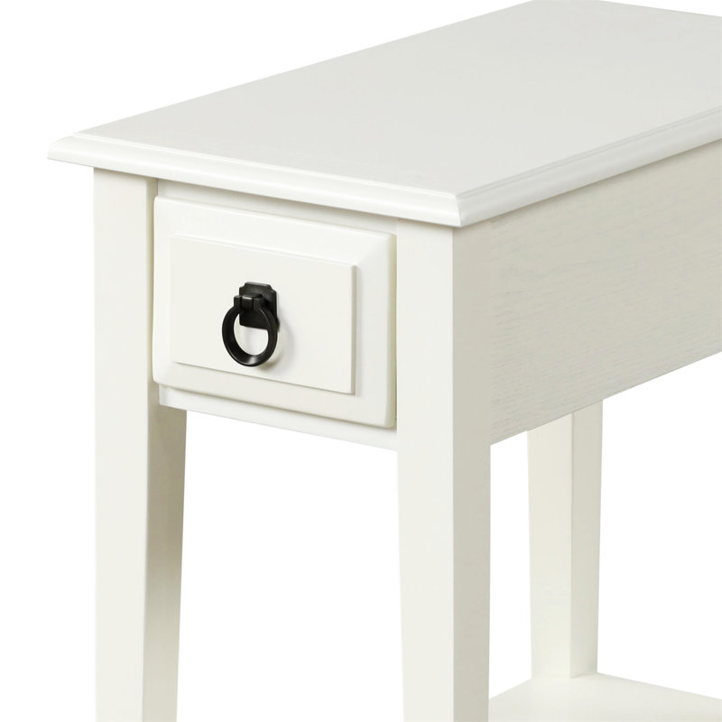 White 1-Drawer Accent Table With Shelf