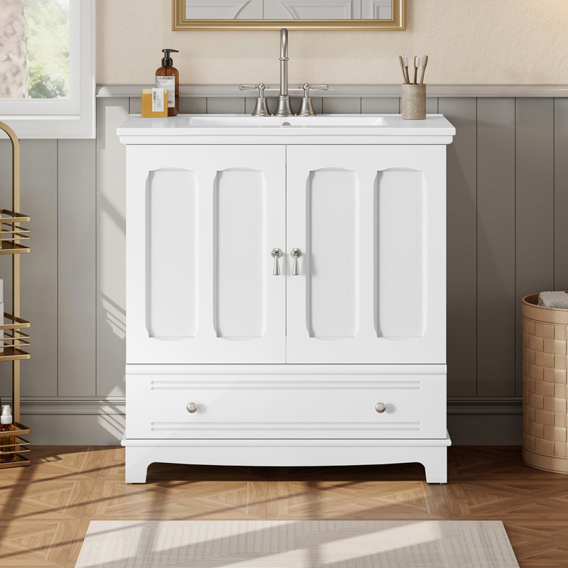 Meuble-lavabo 30 po avec lavabo en céramique, Blanc