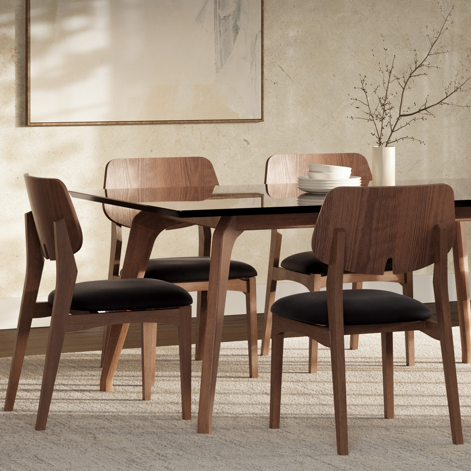 Dyron Oak Side Chair, Shimmy Black/Nogal