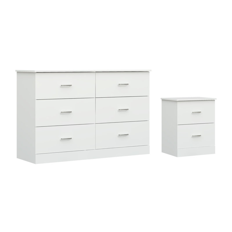 Allyannah 2-Piece Manufactured Wood Dresser and Nightstand Set, White