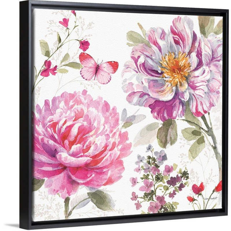 Visiblement rose 20 par Lisa Audit - reproduction d'art, Toile avec cadre noir, H 14 po x l 14 po x P 1,75 po