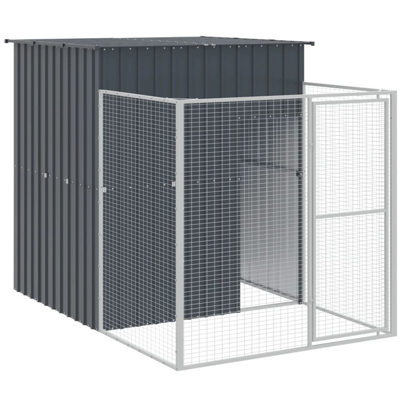 Niche pour chien en métal, H 71,3 po x l 65 po x P 179,1 po, Gris anthracite