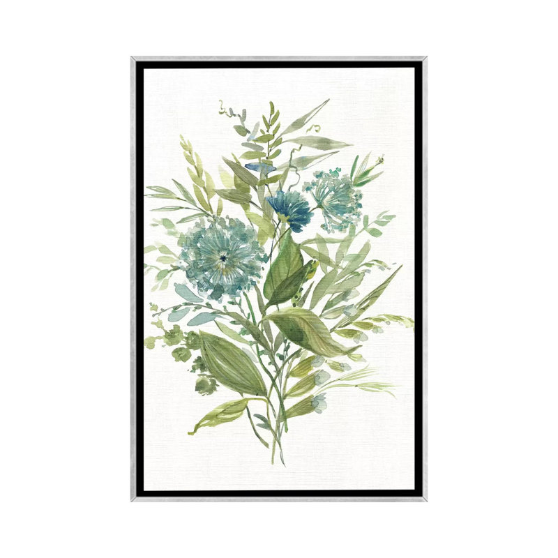 «Greenery II» par Carol Robinson - reproduction d'art, Toile avec cadre argenté, Pas de tapis, H 26 po x l 18 po x 1,5 po