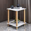 Table d'appoint 1 pièce blanche + chêne, table de bout à 2 niveaux, table de chevet moderne, canapé, table d'appoint avec tablette de rangement-613056112