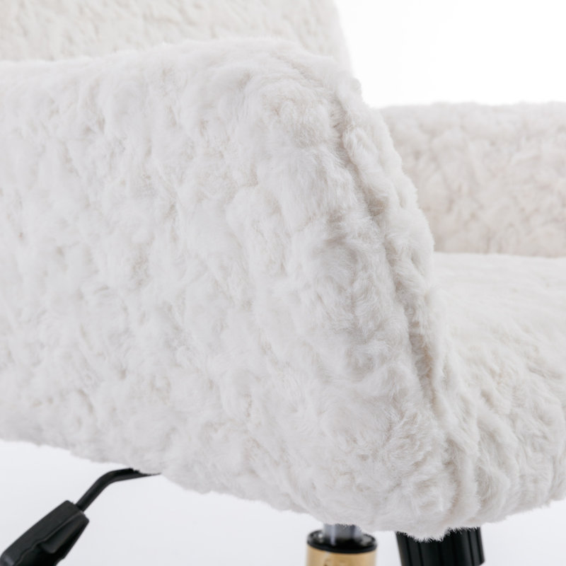Chaise de bureau moderne en velours avec pivot, Blanc