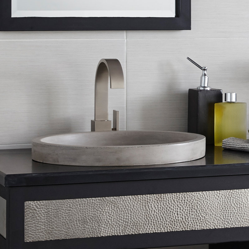 Tolosa Stone Handmade Oval Drop-in Bathroom Sink, Sand