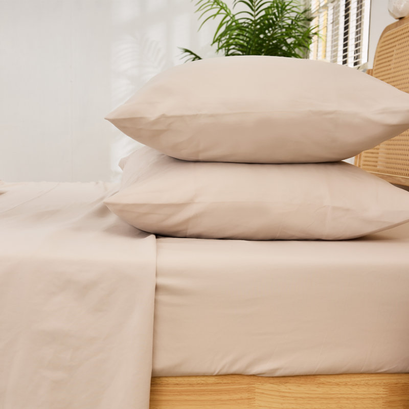 Ensemble de draps profond avec ourlet plissé, Ensemble de draps pour taille de lit très grand c, Brun