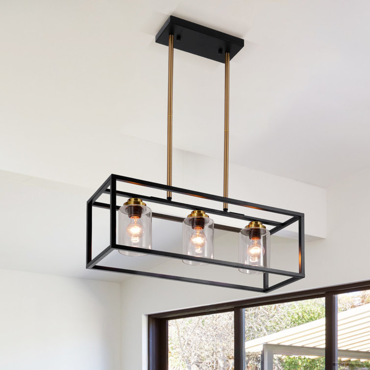 Modern 3-lights Rectangular Pendant Light Dimmable