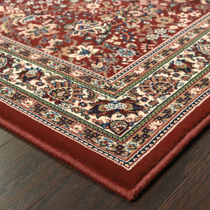 Tapis oriental rouge / ivoire Shelburne, Rond 8 pi