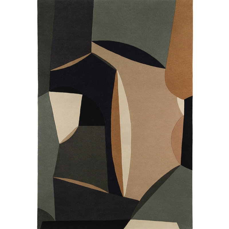 Polia Hand Tufted Wool Abstract Area Rug, Oval 5'11" x 8'11"