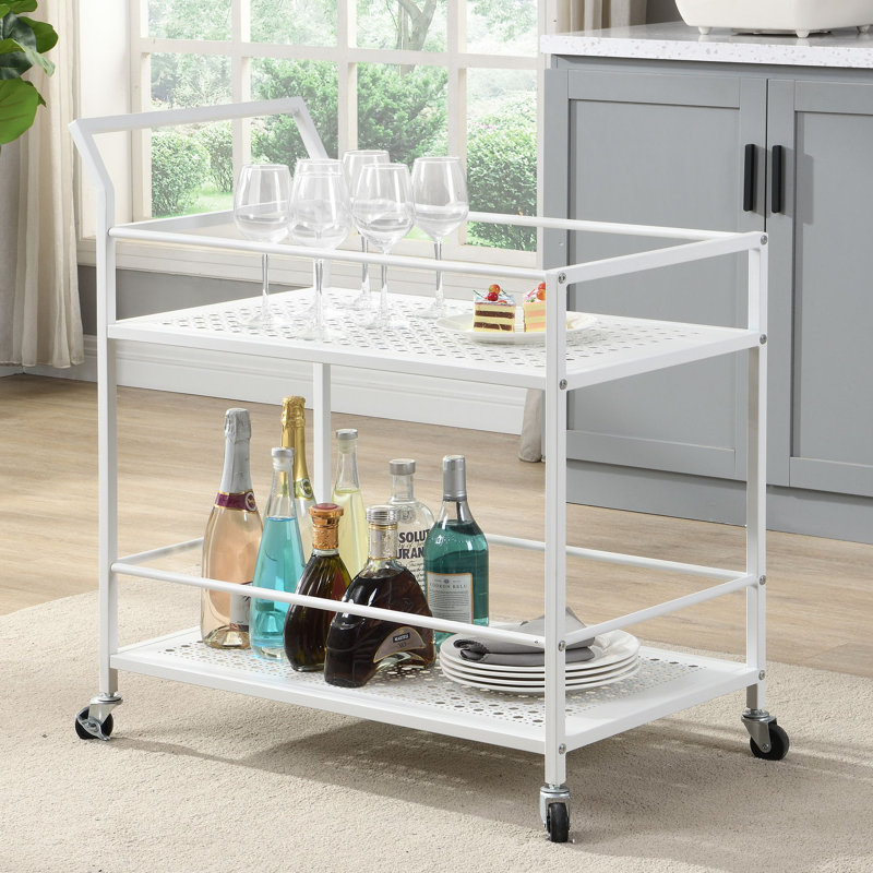 Metal Bar Cart, White