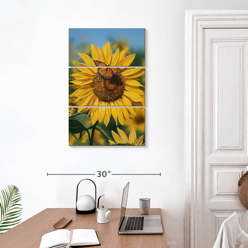 Harnek, tournesols, papillons, saison estivale, H 32 po x l 20 po