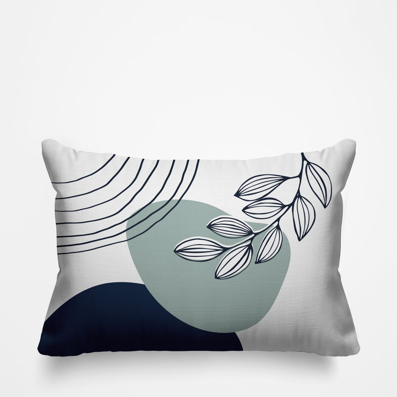 Coussin intérieur / extérieur Lupita, Gris / bleu marine