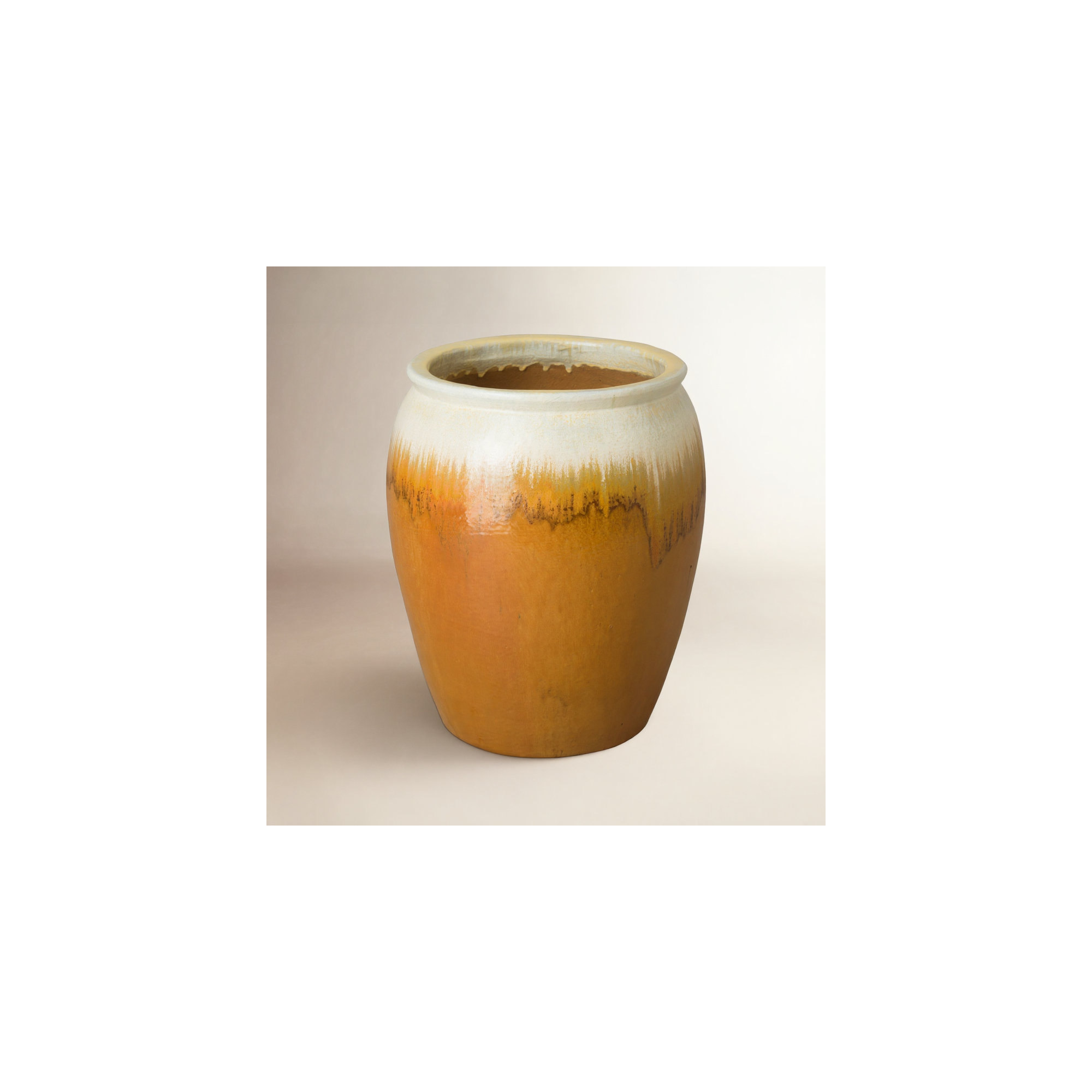 Proberta Handmade Ceramic Pot Planter, 30" H x 23.5" W x 23.5" D, Amber