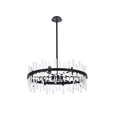 Marlow 16-Light Dimmable Metal Drum Chandelier with Crystal Accents