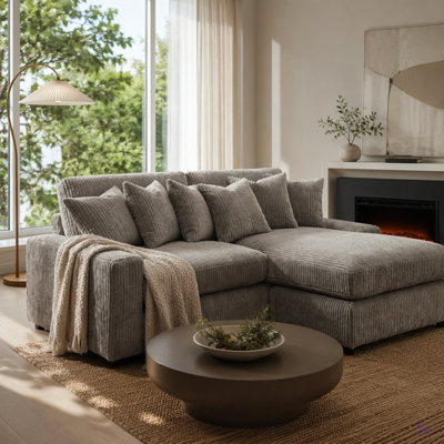 Canapé modulaire réversible en velours côtelé avec 6 coussins