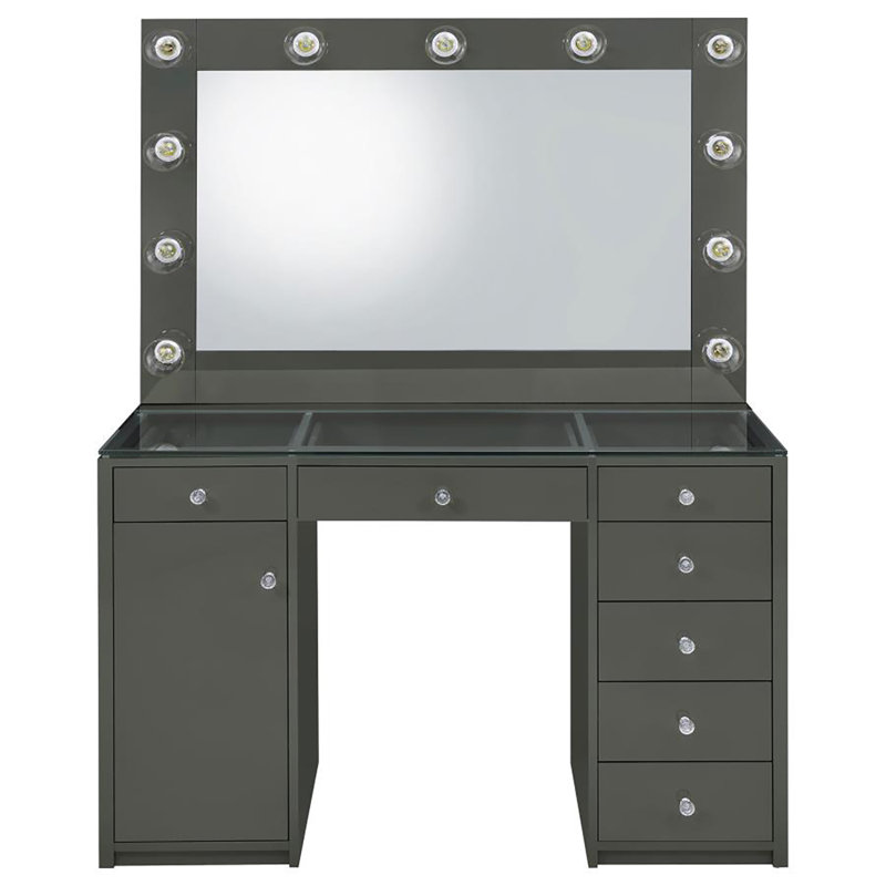 Ensemble de meuble-lavabo 7 tiroirs Jedicke, Gris haute brillance