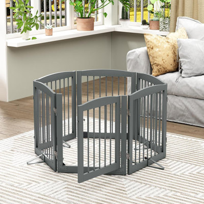 Barrières pour animaux autoportantes avec porte de passage, clôture intérieure pour chien, barrière pour chien pour la maison, porte, escalier, barrière pour animal extra large, pieds de support inclus, 120 po de largeur, 6 panneaux de 24 po de haute