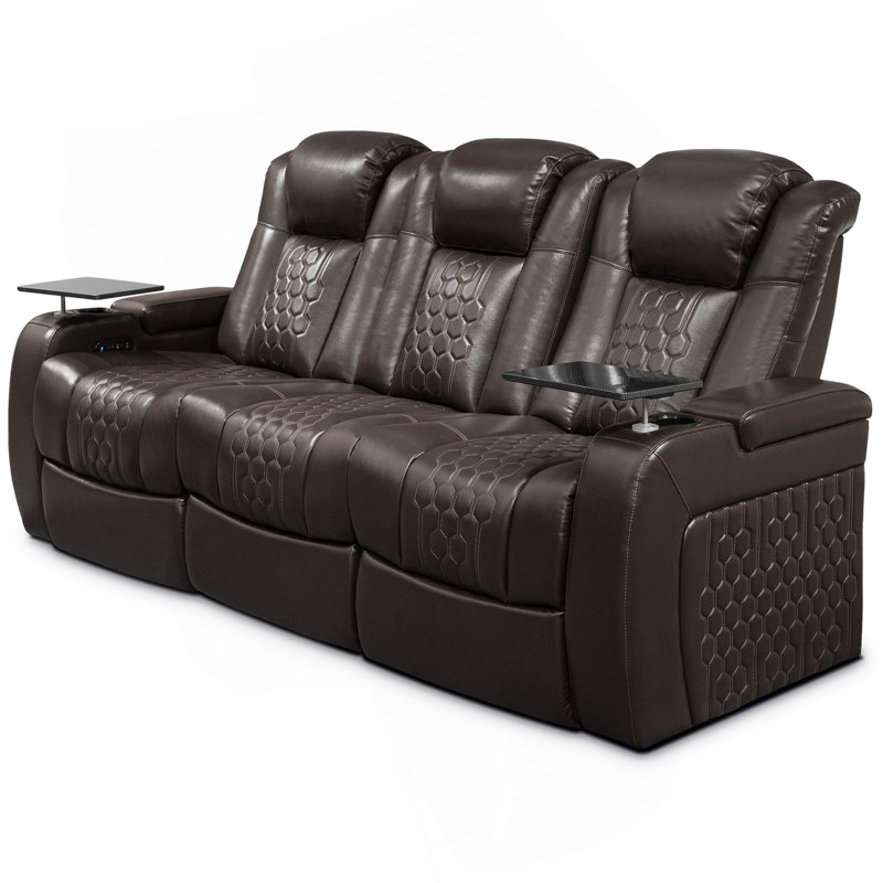 Fauteuil inclinable électrique 86,6 po 3 PC avec nappa de grain supérieur, relaxation entièrement réglable, charge intelligente, éclairage à DEL RVB dynamique