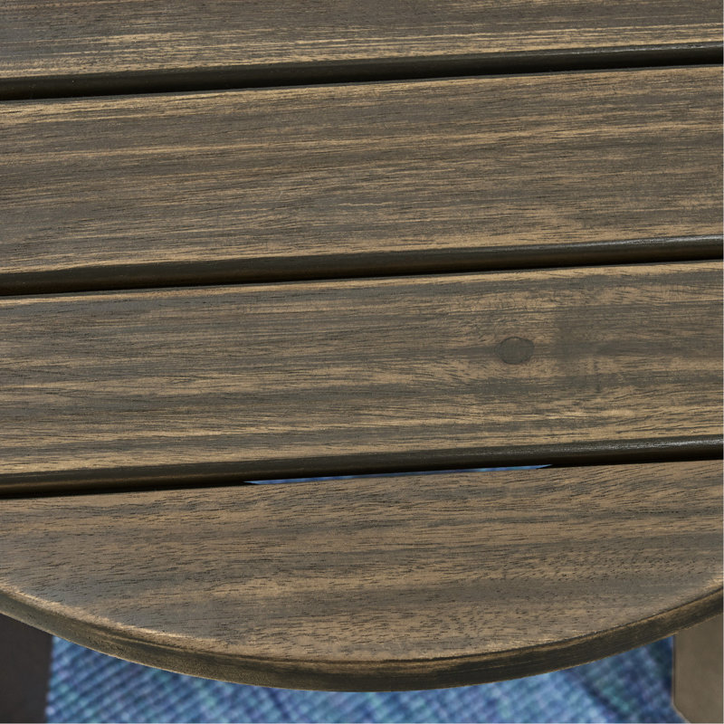 Outdoor 16" Wood Side Table In Gray, With And Stylish Slats Rustic Table, Made Of Gray Finish, Gray