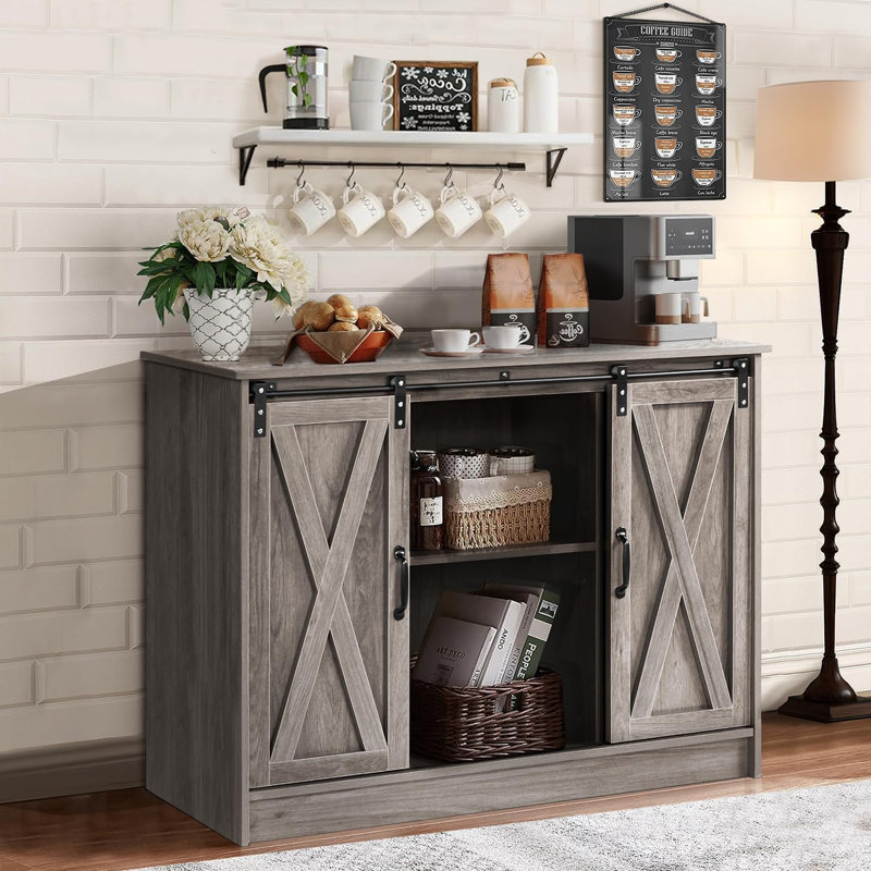 Armoire-bar Abrianna Farmhouse, Gris délavé