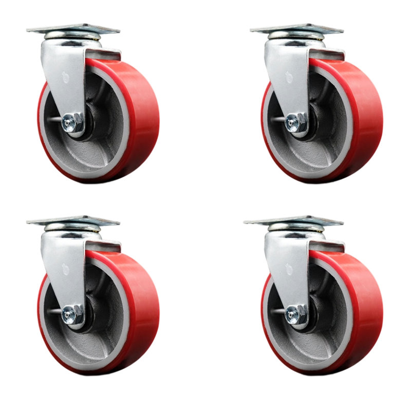 Poly on Cast Iron Caster, Red