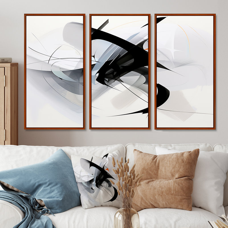 Cordi - ensemble de reproductions d'art abstrait en spirale, Cadre flottant brun, H 32 po x l 48 po x P 1 po