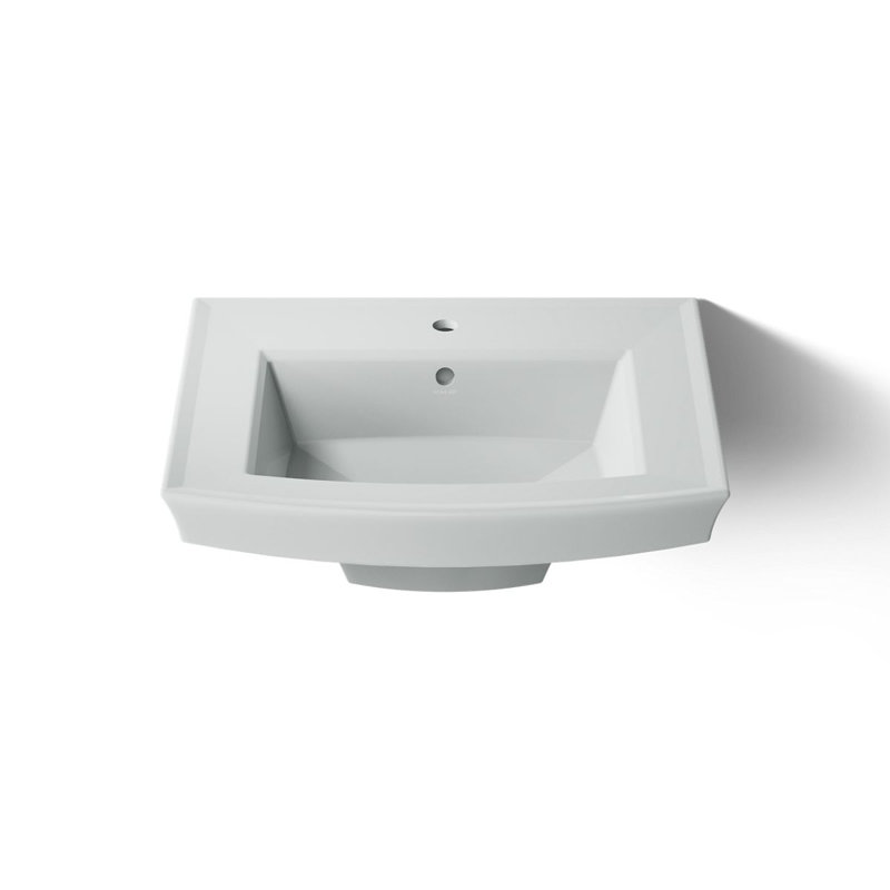 Archer® Vitreous China Rectangular Pedestal Bathroom Sink with Overflow, Ice Gray, 4'' Centers