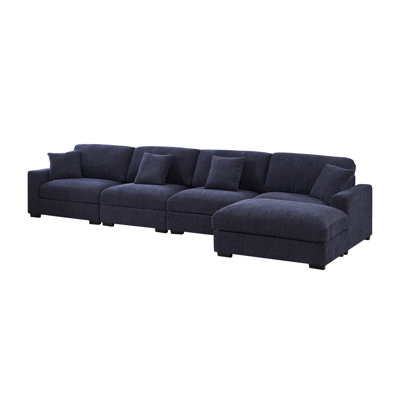 Orsina Polyester Upholstered Modular Sectional with Ottoman