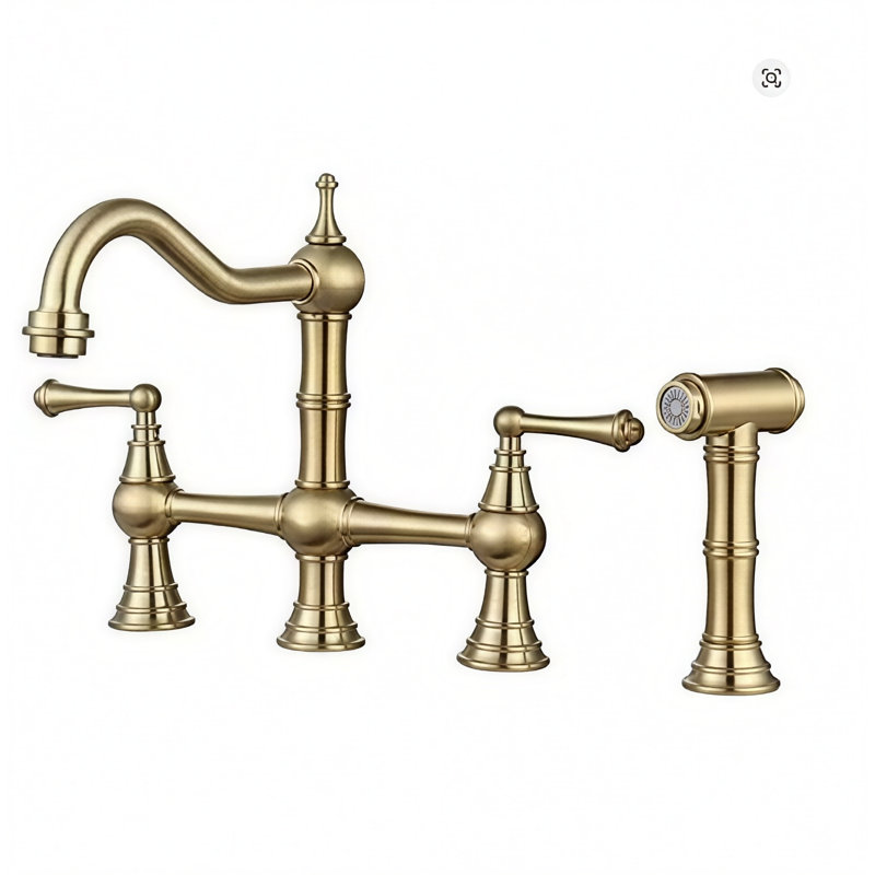 Robinet de cuisine victorien en bronze brossé avec douchette extractible 