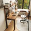 Bureau en fer massif en forme de L brun noyer + noir-2104191035-2104191029
