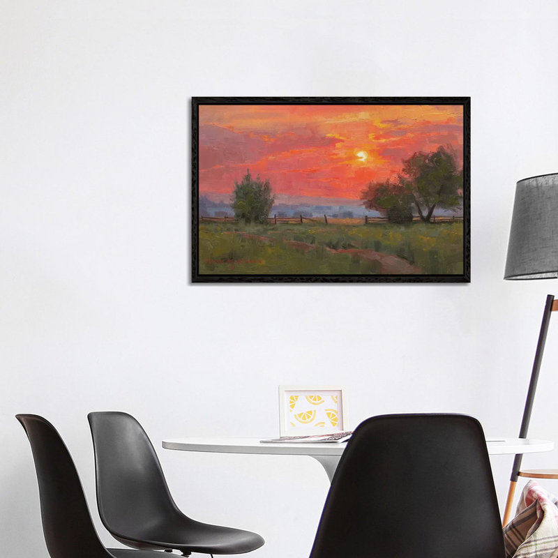 Fire Light by Mark McKenna - Painting on Canvas, 66.04cm H x 101.6cm W x 3.81cm D, Black Framed