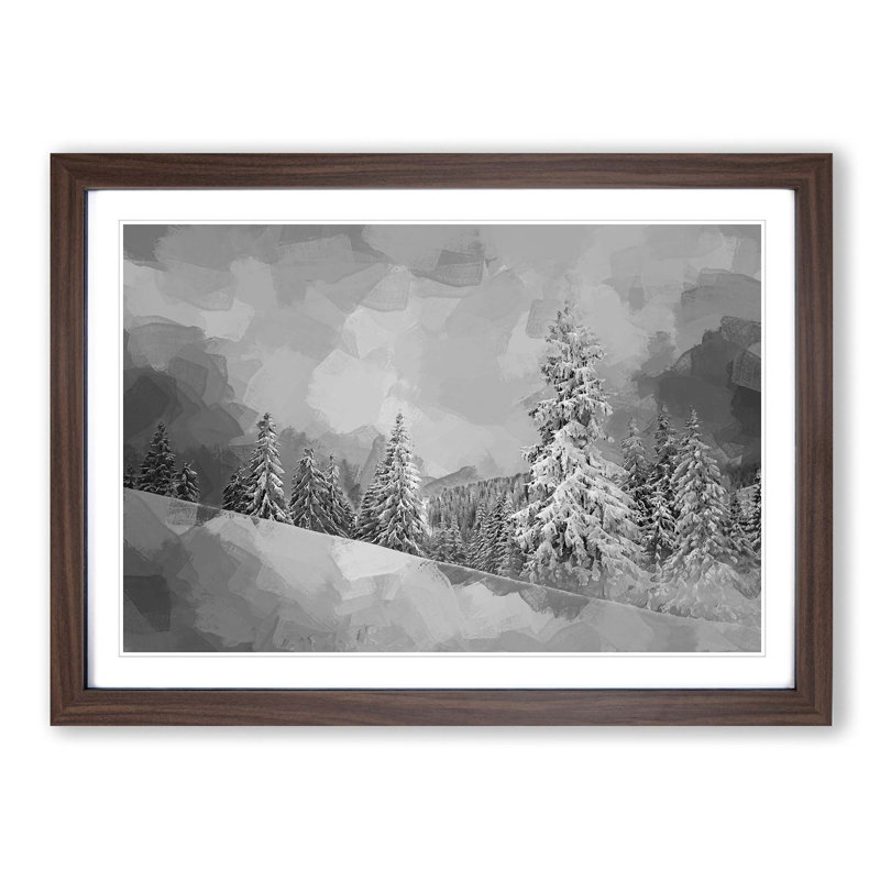 Mystical Woods in Abstract - Picture Frame Graphic Art Print, 62cm H x 87cm W x 2cm D, Walnut Framed