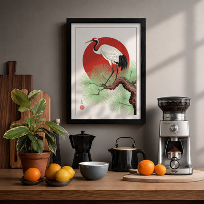 Crane at Dawn Japandi - Framed Print