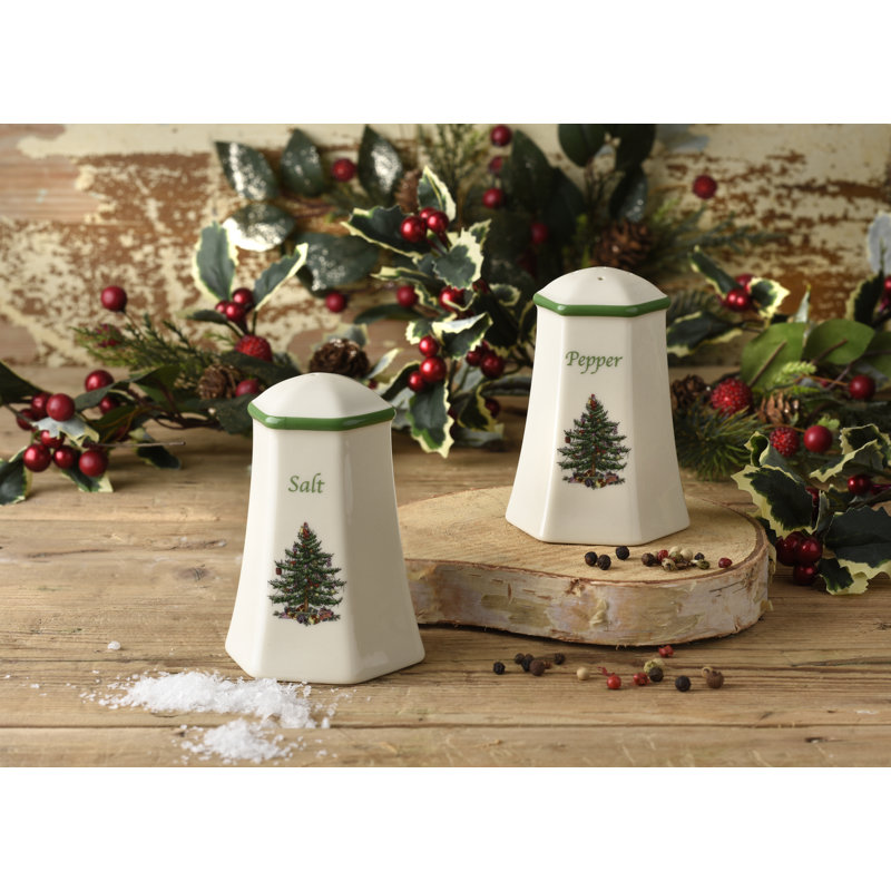 Spode Christmas Tree Hexagonal S&P 3.75"