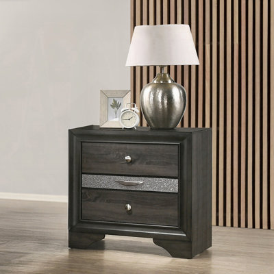 Table de chevet contemporaine avec tiroirs de rangement à finition grise et meubles de chambre à coucher en bois 1pc