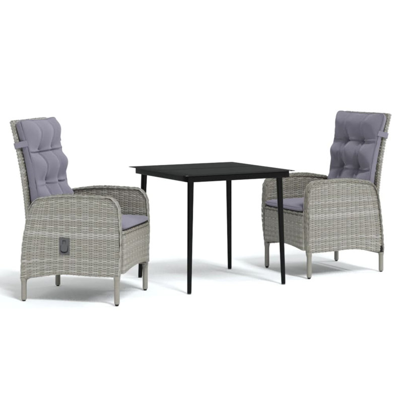 Ensemble bistro 2 personnes Caitlyn-Rose, 2, Gris, H 29,1 po x l 31,5 po x P 31,5 po