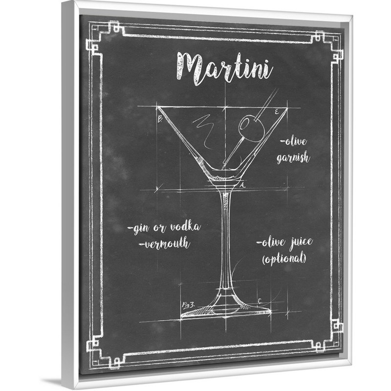 Mixology V - Reproduction d'art graphique sur toile, Cadre flottant blanc, H 31,7 po x l 25,7 po x P 1,75 po