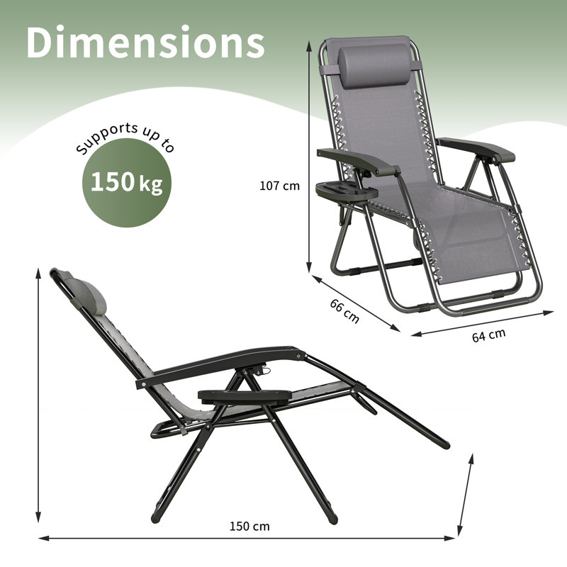 Folding Recliner Chair, Dark Grey