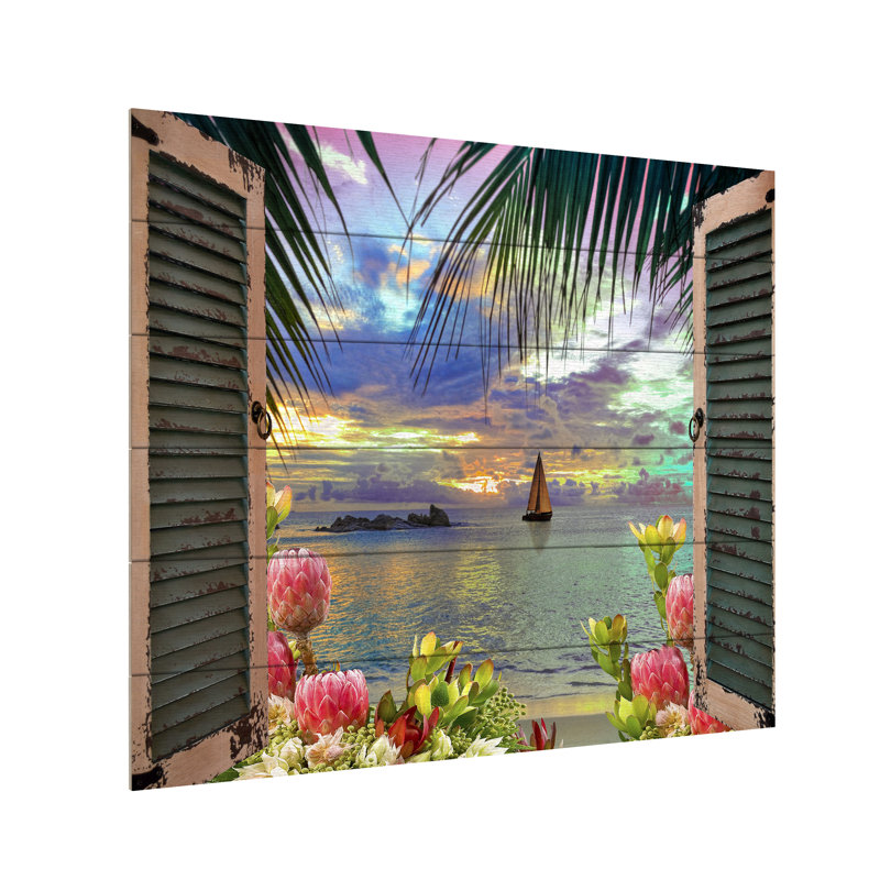 Art mural sur toile tendue - Leo Kelly «Window to Paradise III» pour décoration de salon, de chambre à coucher ou de bureau - 18 x 22